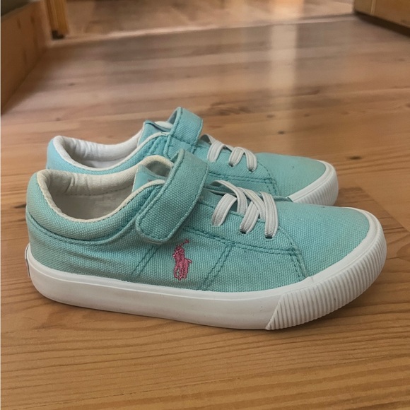Polo Ralph Lauren Other - Kids (Toddler) Polo Canvas Aqua Sneakers with Pink Logo